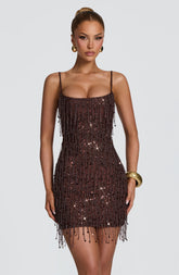 Blaise Mini Dress - Plum Brown